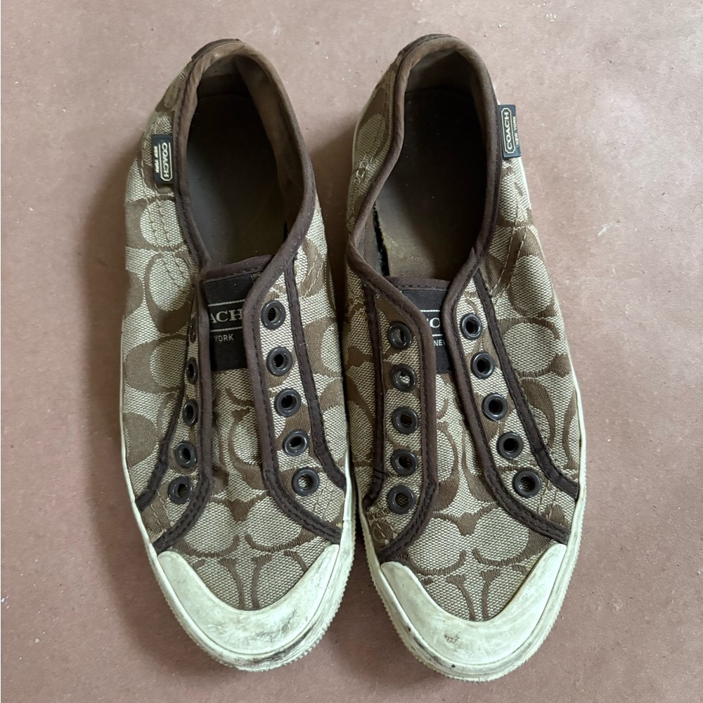 Coach Slip-On Sneakers - Tan and Brown